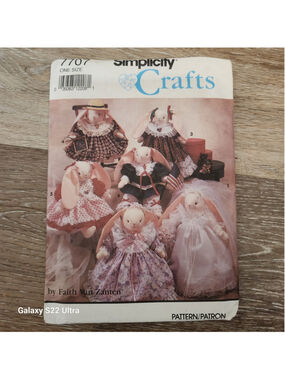 Simplicity 7707 Bunny with Seasonal Wardrobe Sewing Pattern Uncut 1991 One Size